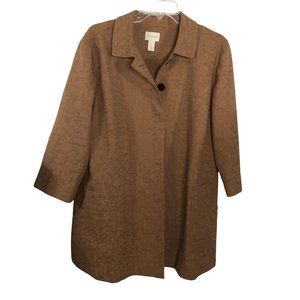 Chico's Brown Textured Jacket Button Down Coat Women's Size 3 (US 16-18)
